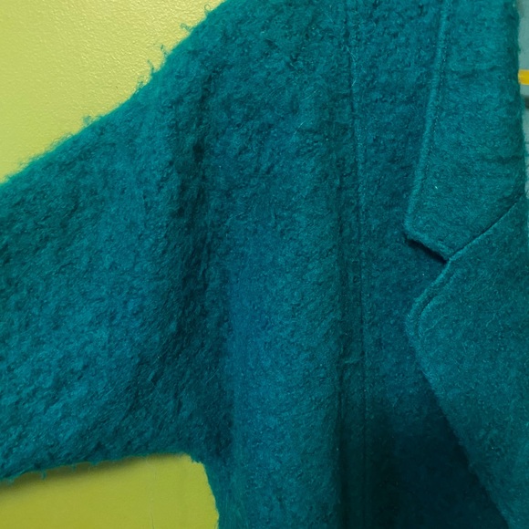 Vintage 80’s fuzzy wool batwing teal jacket - Picture 7 of 10